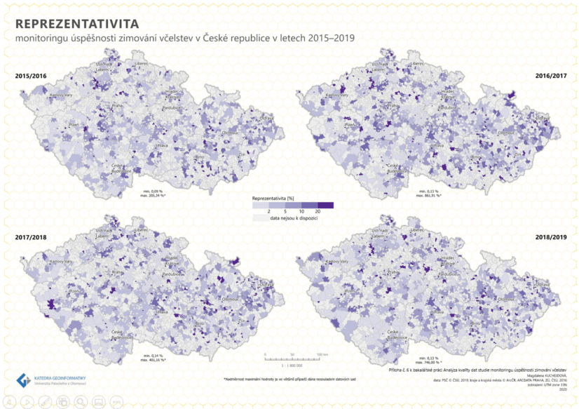 Reprezentativita monitoringu úspěšnosti zimování včelstev v České republice v ročnících 2015-2019