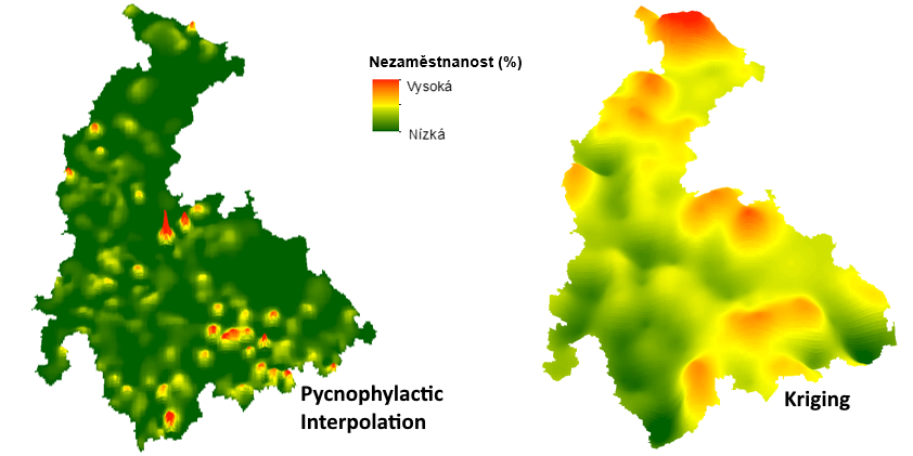 Porovnání metody Kriging a Pycnophylactic Interpolation