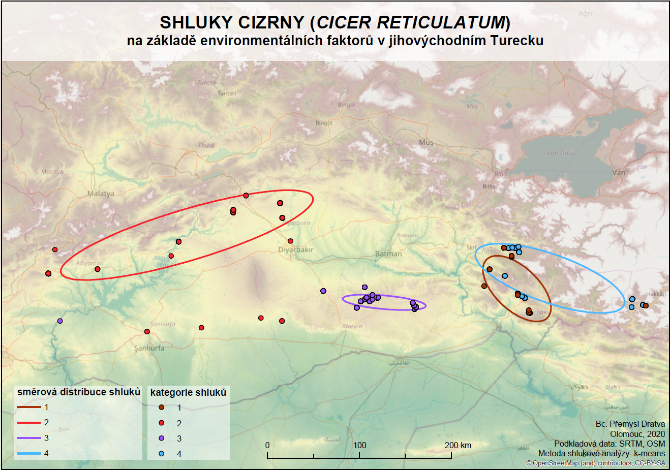 mapa shluku Cicer reticulatum