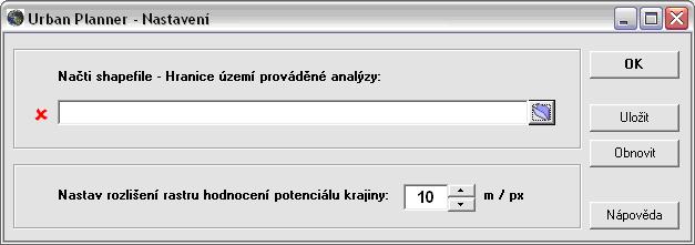 Formulář nastavení