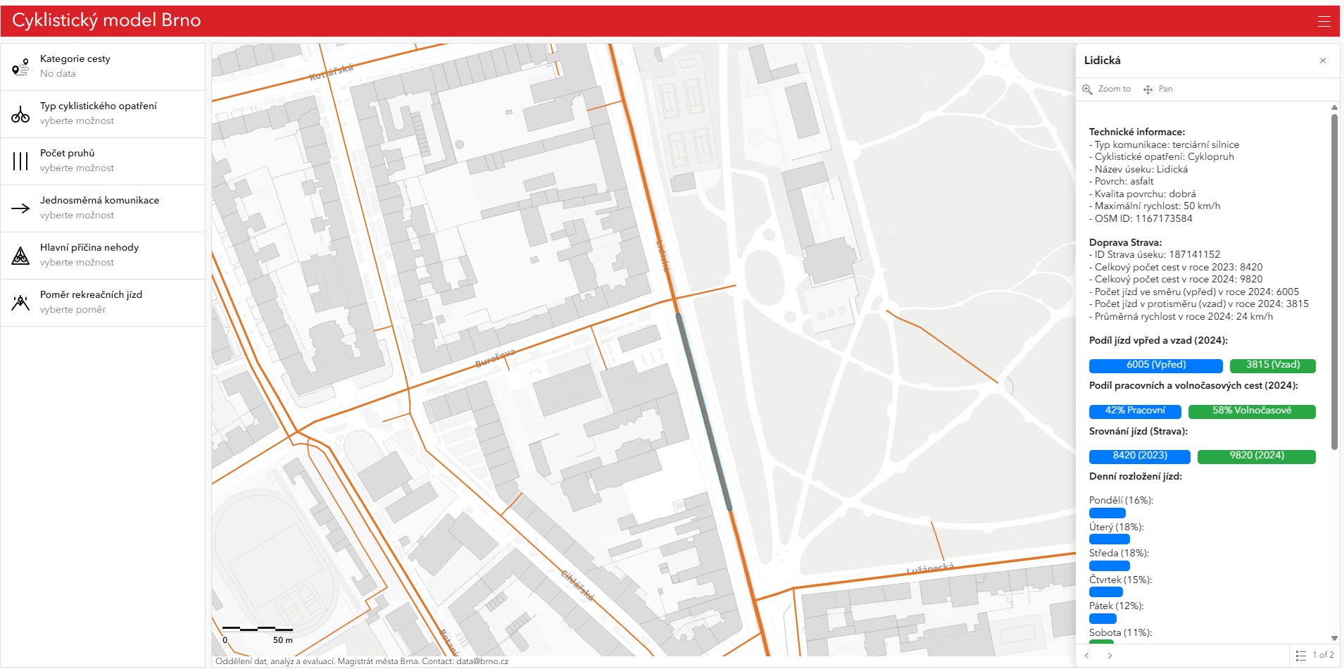 Screenshot výsledné aplikace – integrace dat