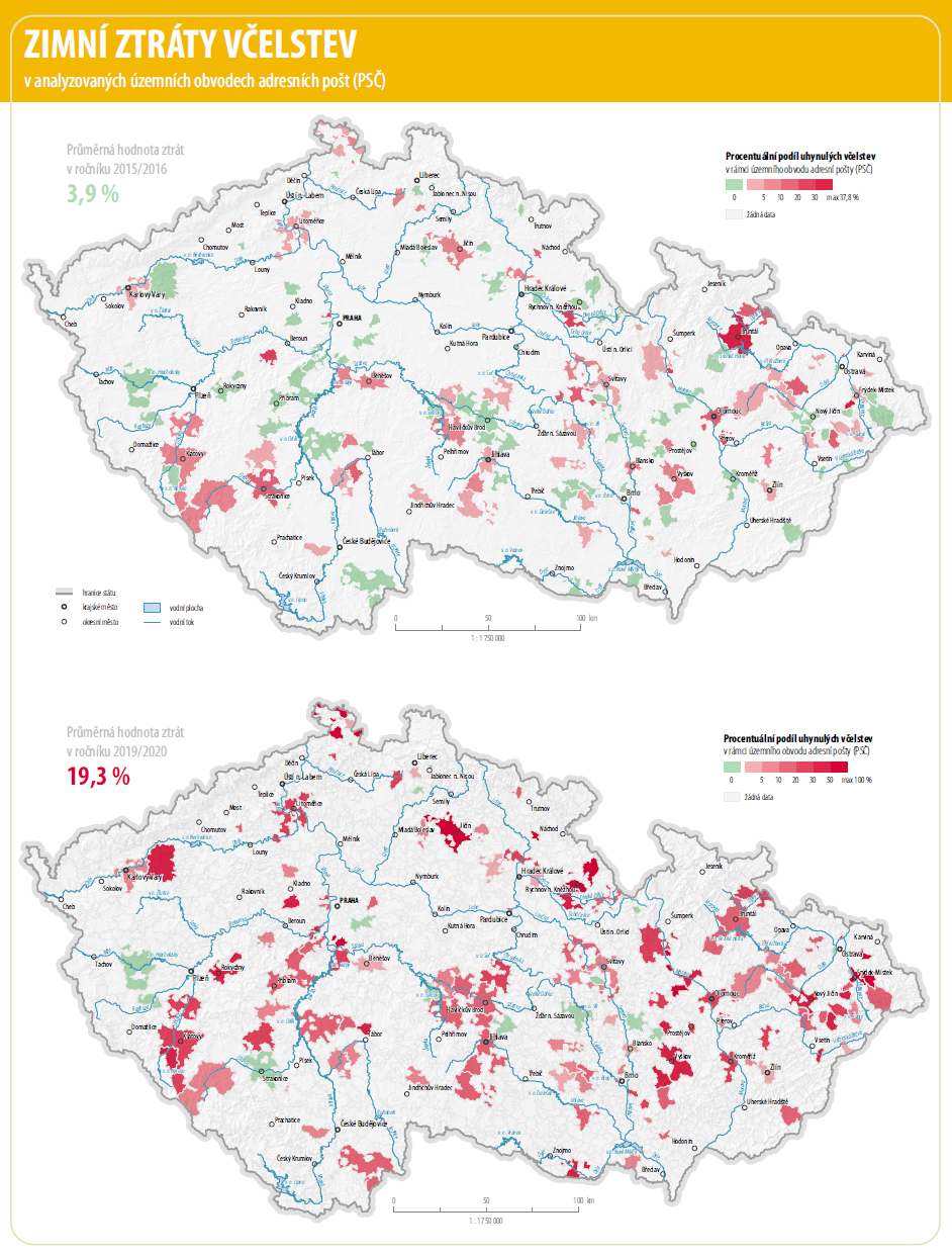 Mapy ztrát včelstev
